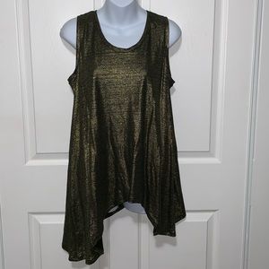EILEEN FISHER Gold Linen Metallic Shimmer Tank Top